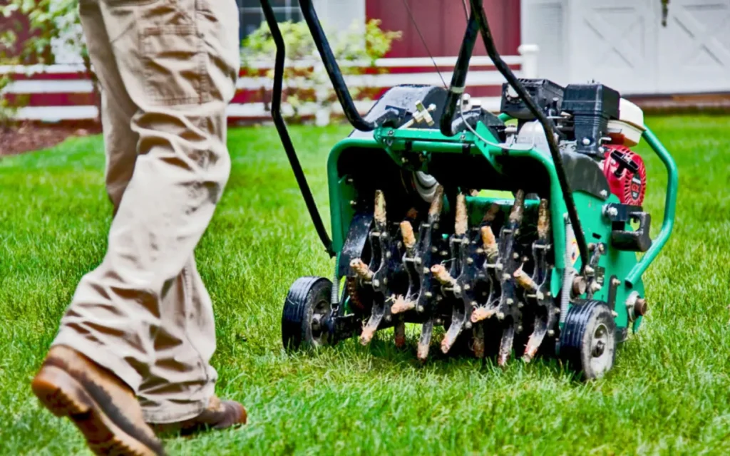Core aeration by 2 Guys and a Mower KG